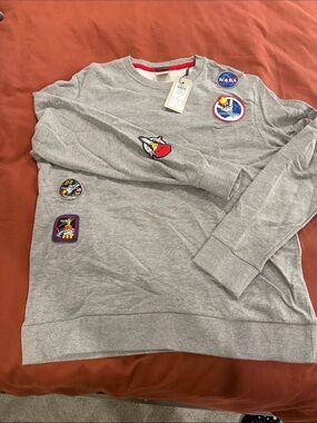 Jack Jones Gray NASA Patch Crewneck Sweatshirt